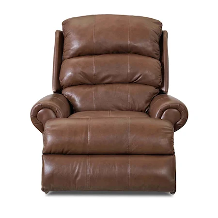 Transitional Gliding Reclining Chair with Split Seat Back and Rolled Arms